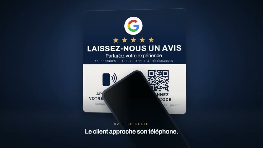 La carte NFCflow et un téléphone ouvrant la page d'avis